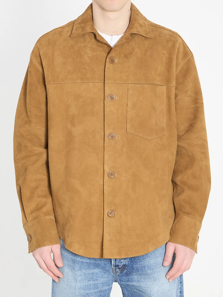 Buttoned overshirt in suede