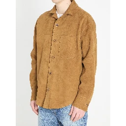 Buttoned overshirt in suede
