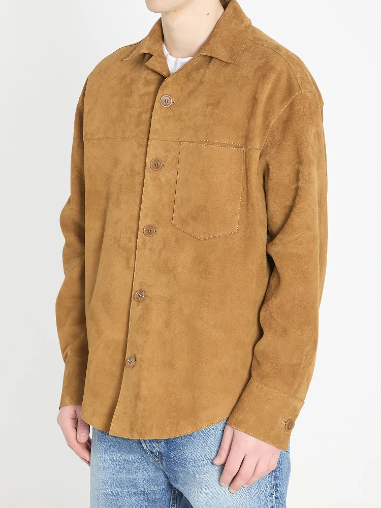 Buttoned overshirt in suede alternative