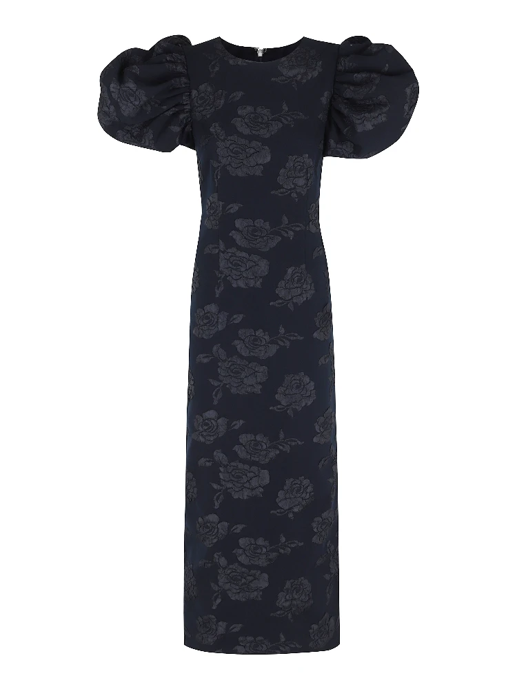 JACQUARD MIDI PUFF DRESS