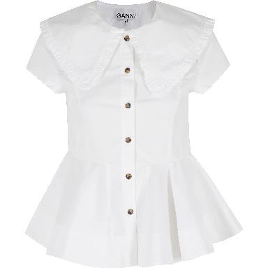 STRETCH COTTON PETER PAN COLLAR SHIRT