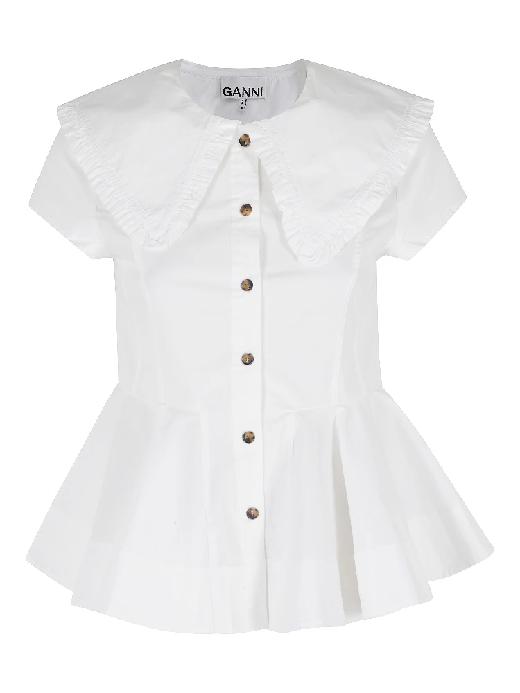 STRETCH COTTON PETER PAN COLLAR SHIRT