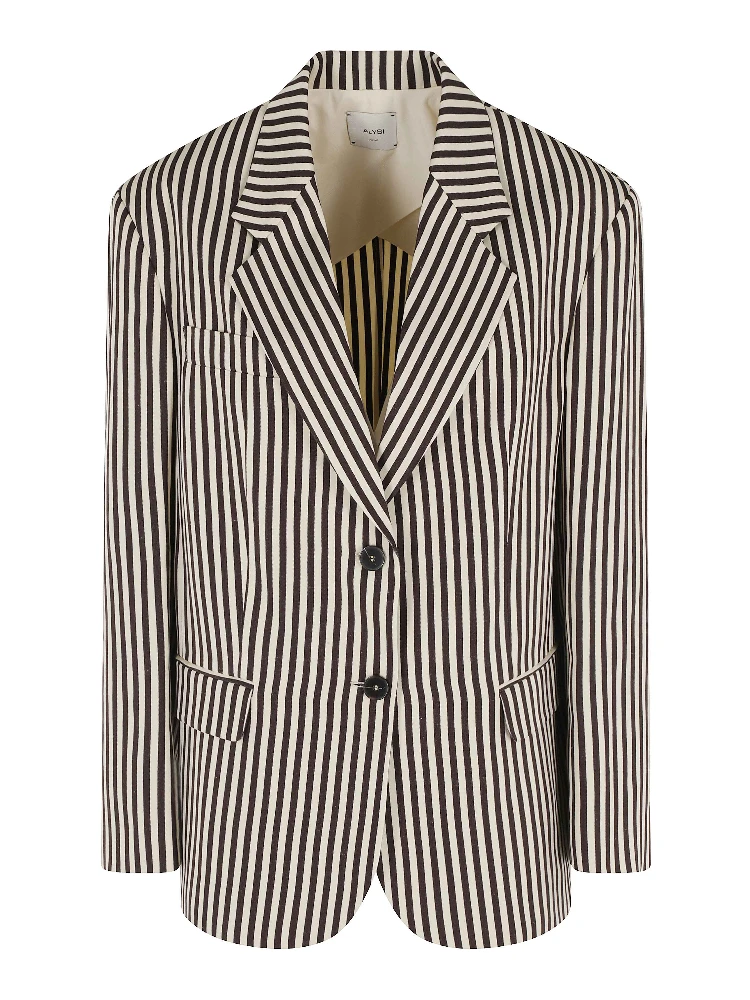 بليزر مخطط من الفسكوز بصف أزرار واحد