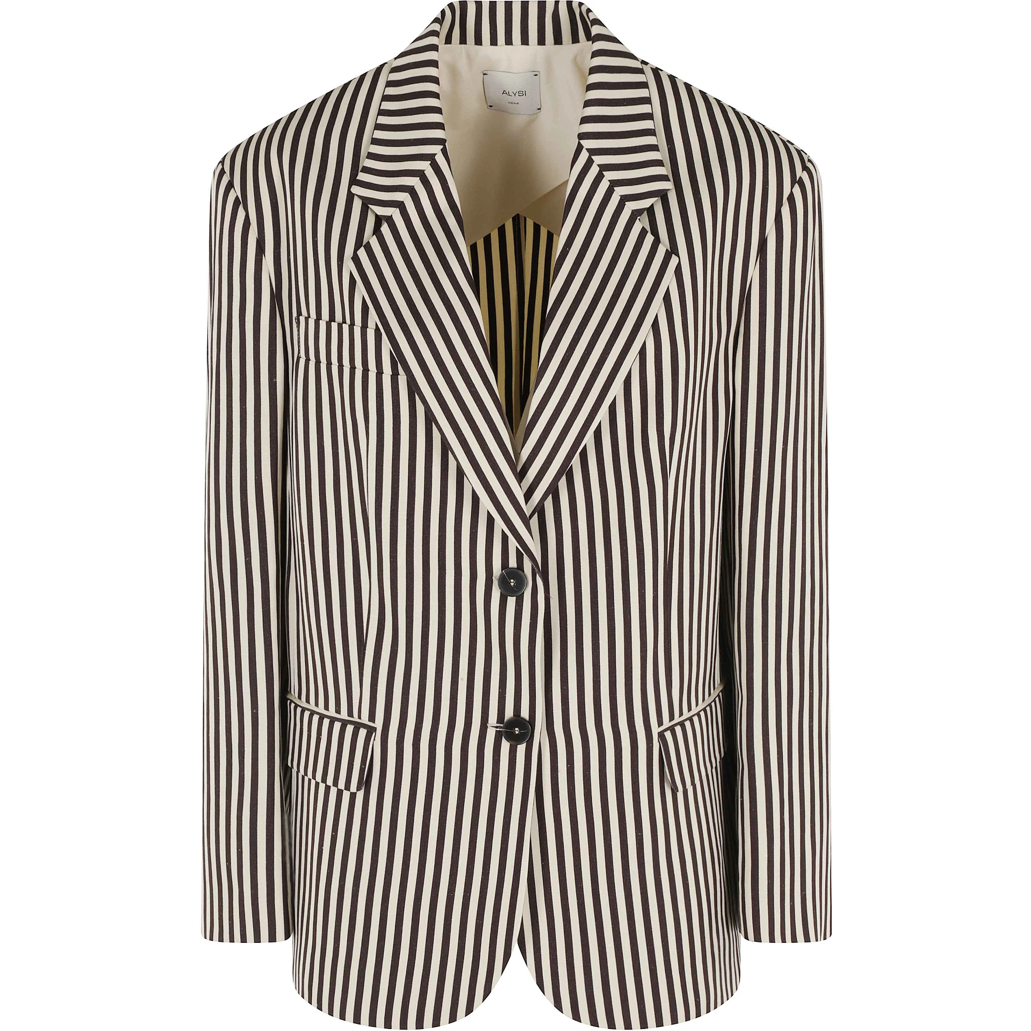 بليزر مخطط من الفسكوز بصف أزرار واحد