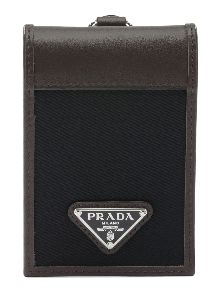 "Prada Speedrock" Re-Nylon and leather cards holder