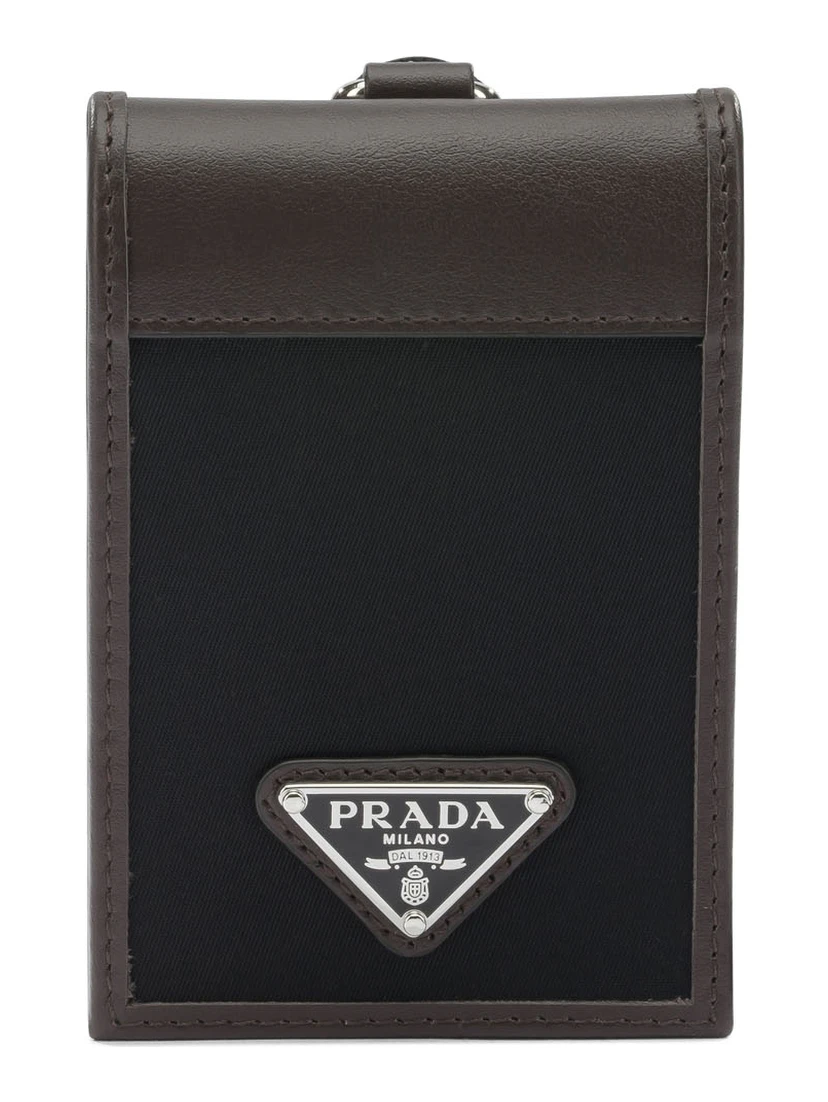 "Prada Speedrock" Re-Nylon and leather cards holder
