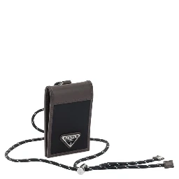 "Prada Speedrock" Re-Nylon and leather cards holder