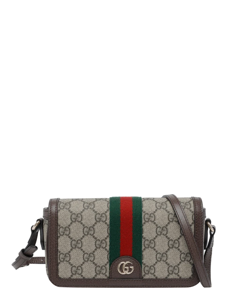 Brown mini Ophidia shoulder bag