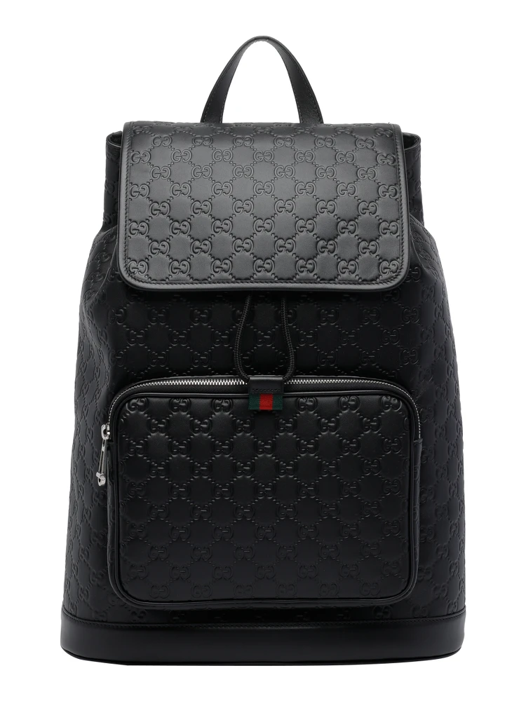 حقيبة ظهر سوداء متوسطة الحجم بشعار GG