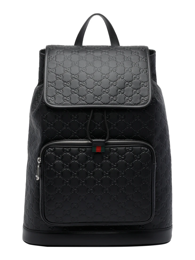 حقيبة ظهر سوداء متوسطة الحجم بشعار GG