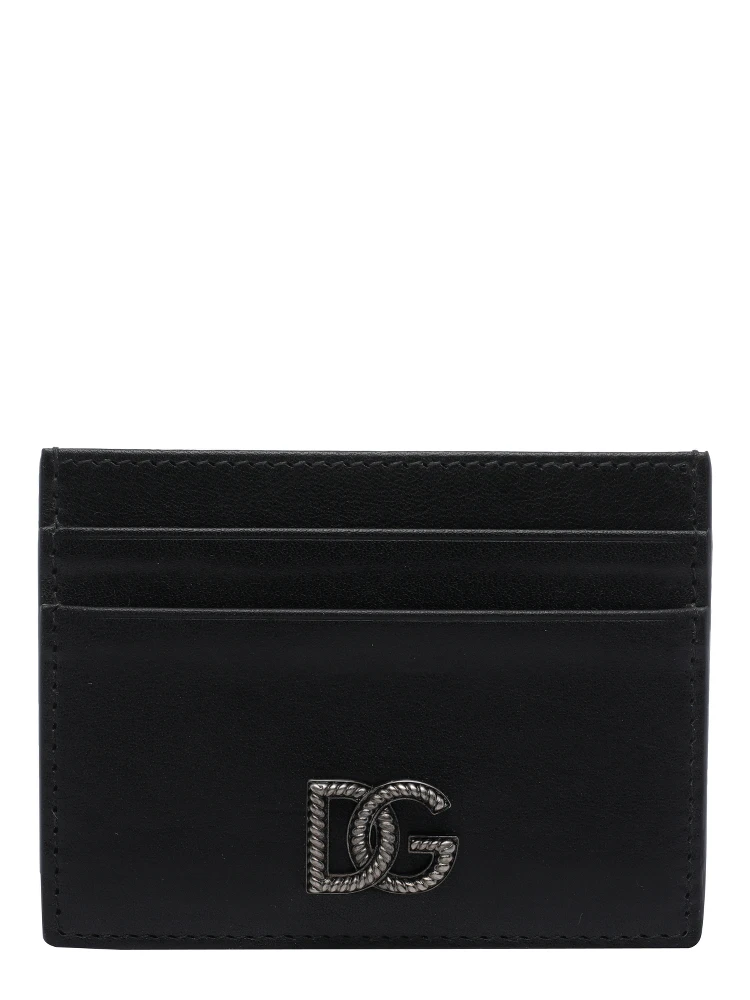 Black calfskin nappa leather card holder