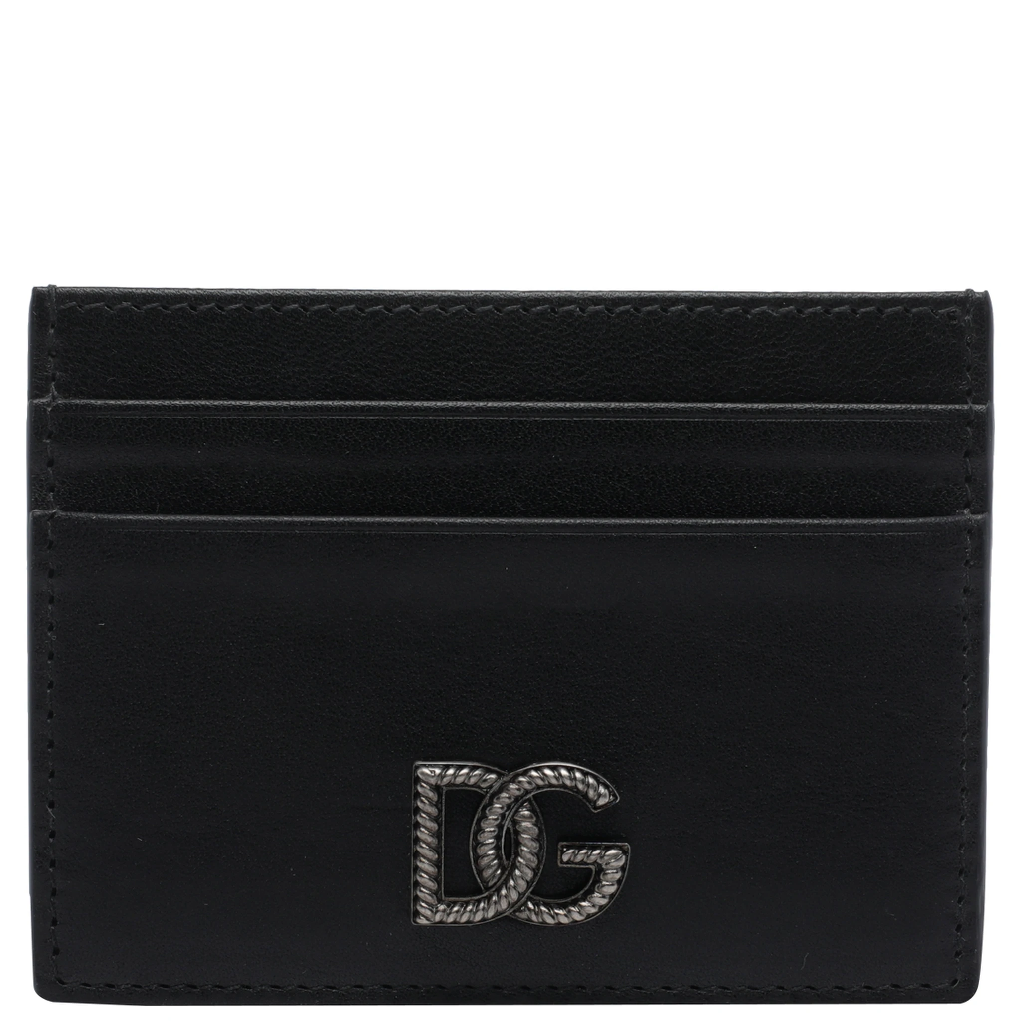 Black calfskin nappa leather card holder