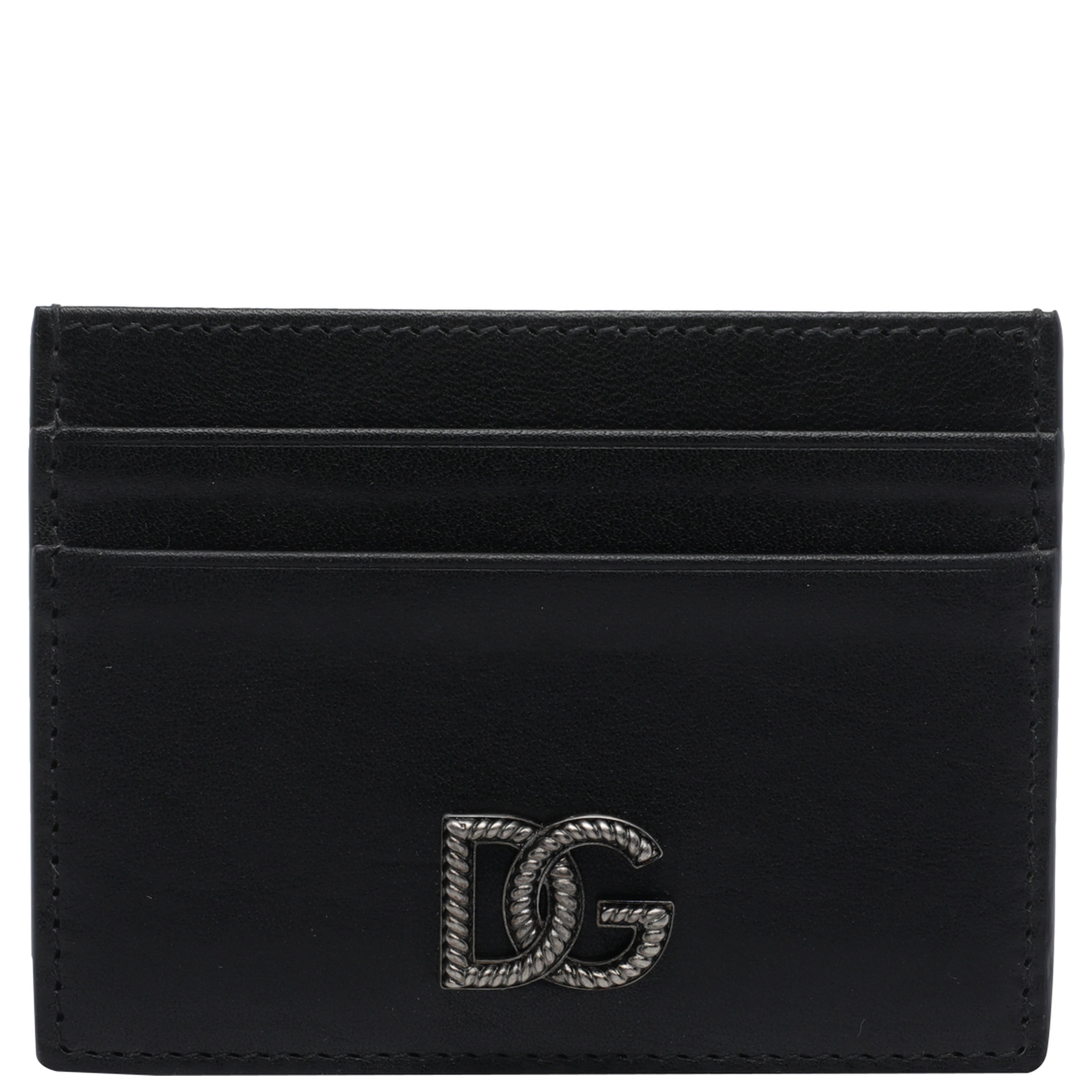 Black calfskin nappa leather card holder