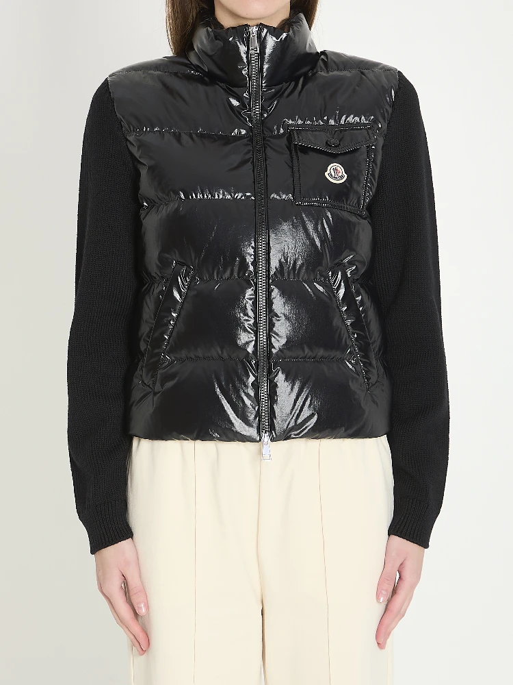 Padded wool cardigan