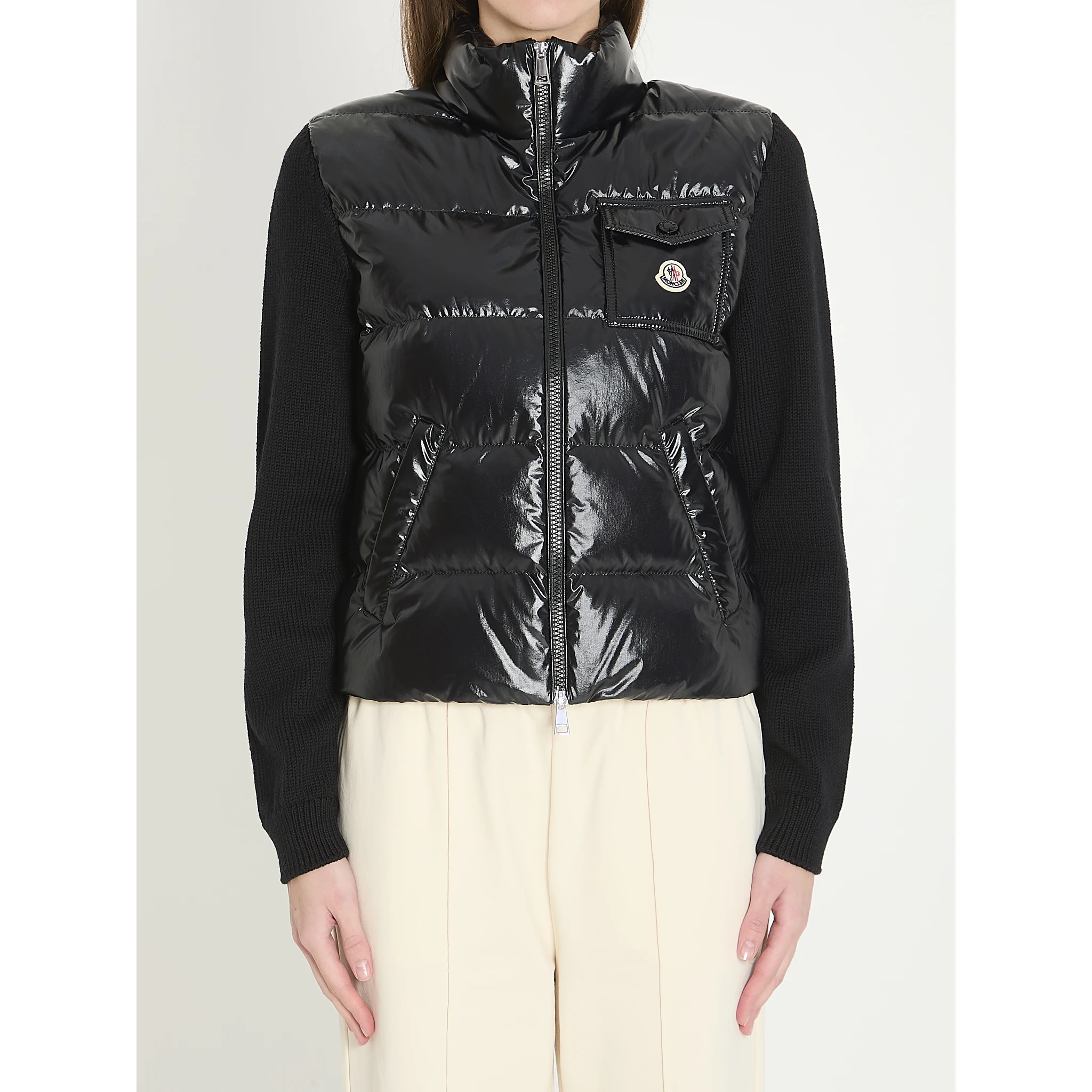 Padded wool cardigan