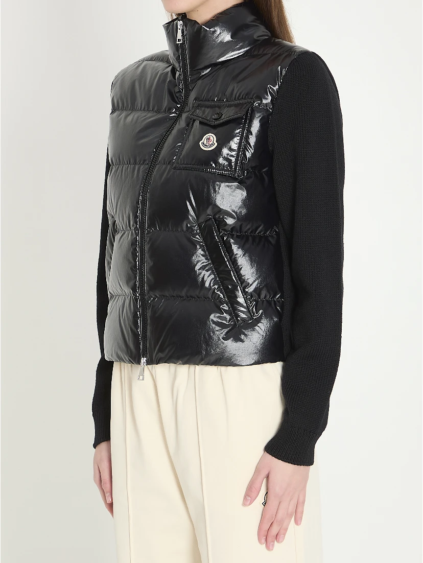 Padded wool cardigan
