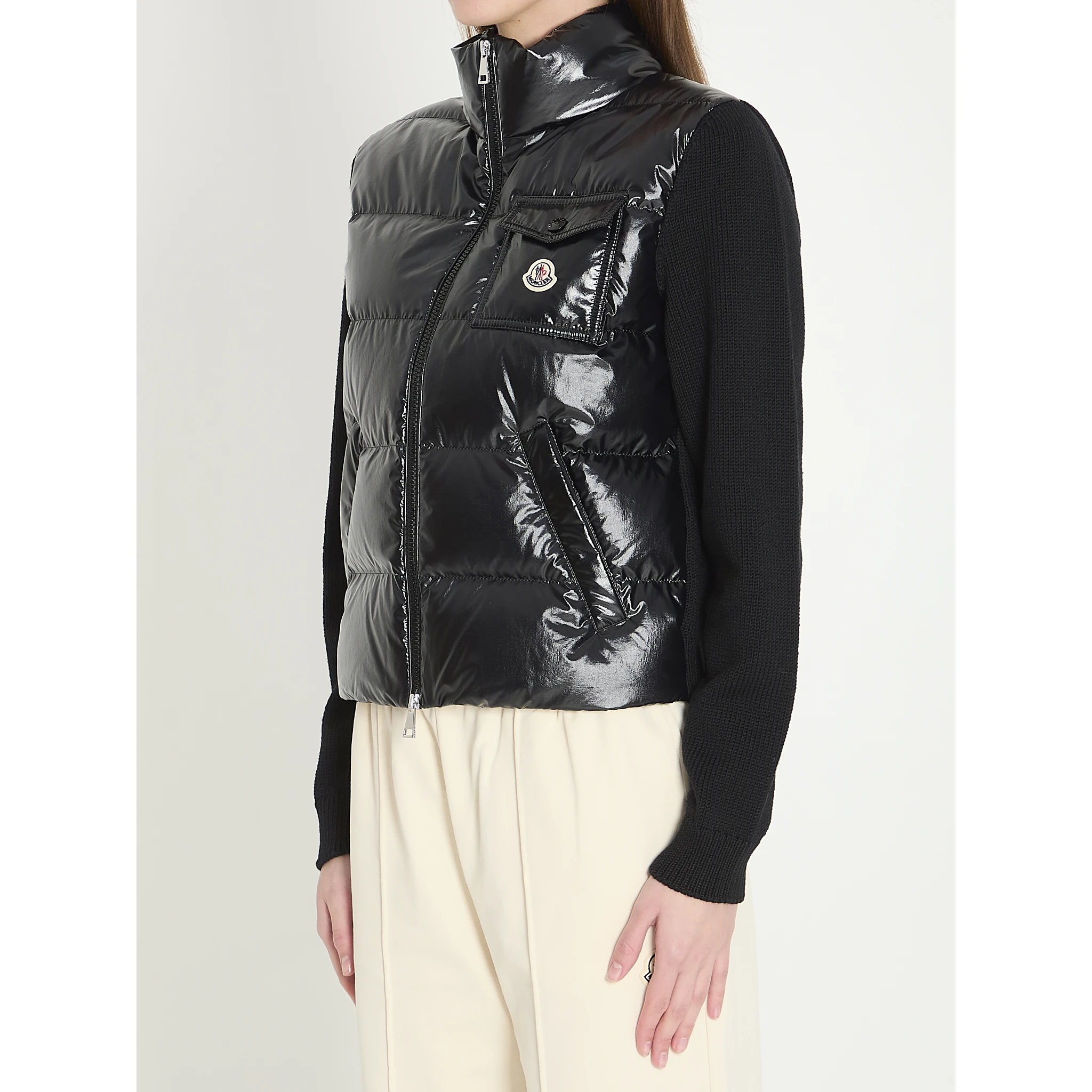 Padded wool cardigan