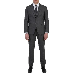 Gray three-piece suit