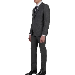 Gray three-piece suit