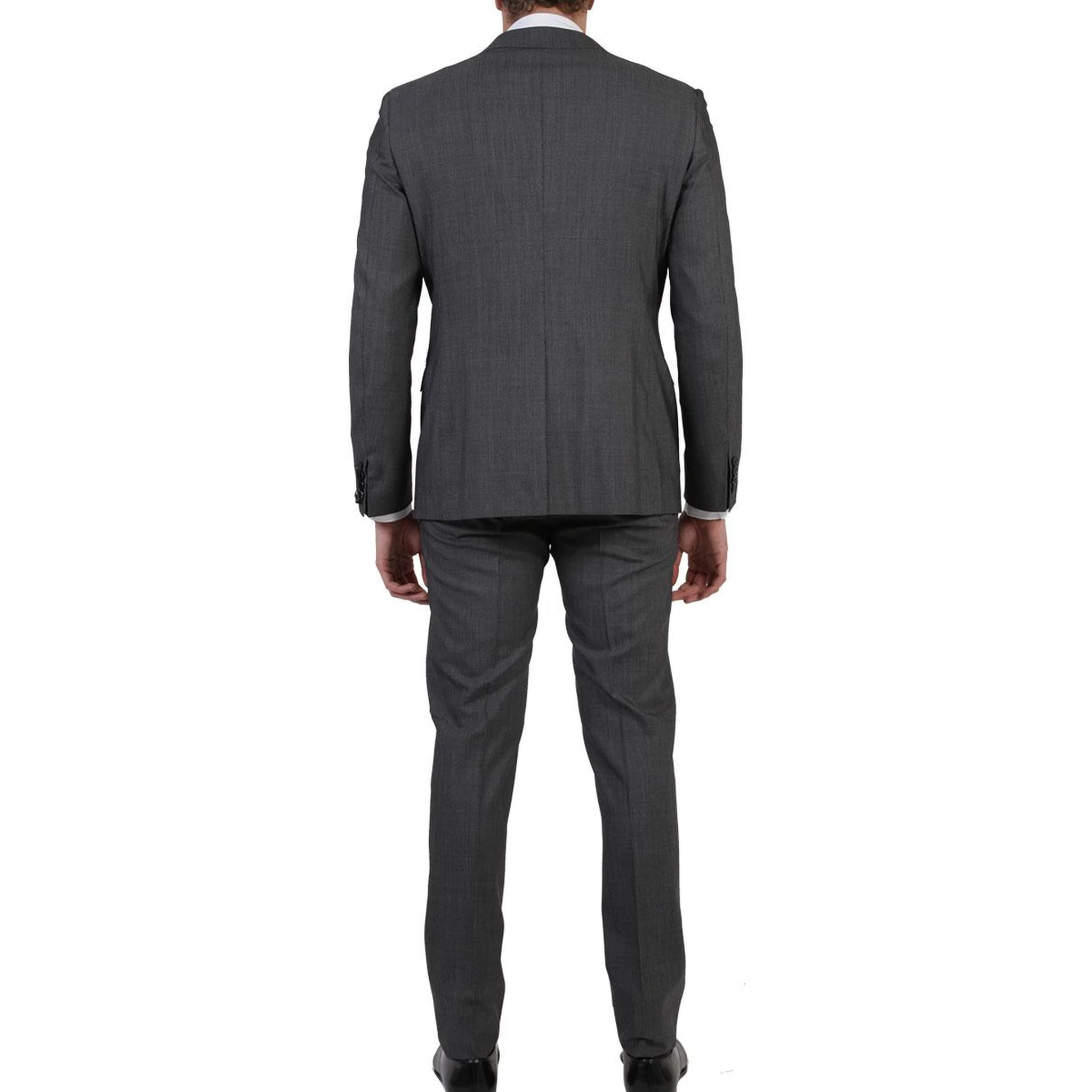 Gray three-piece suit