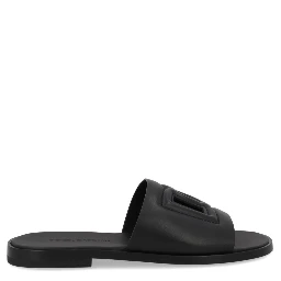LEATHER SLIDE WITH LOGO