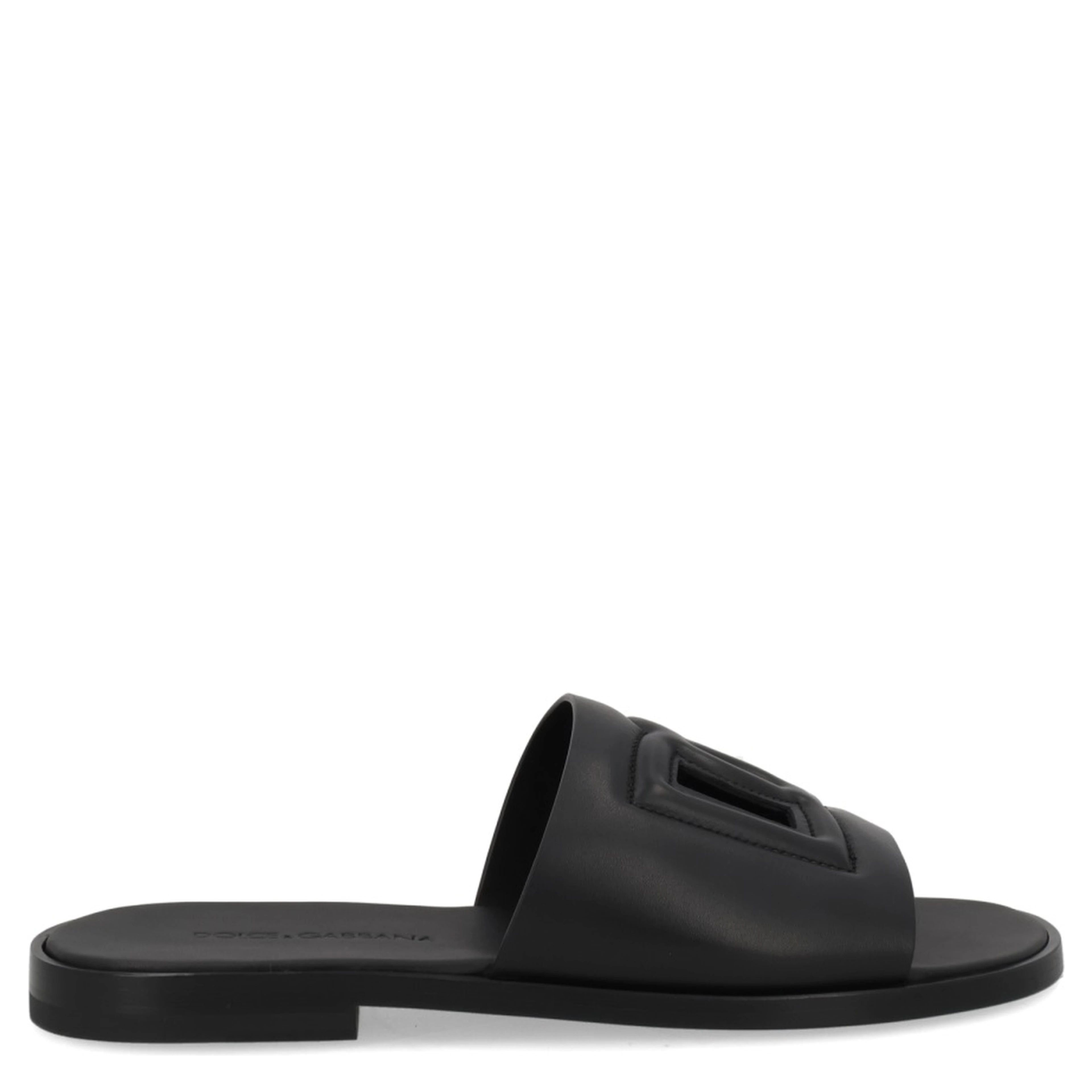 LEATHER SLIDE WITH LOGO