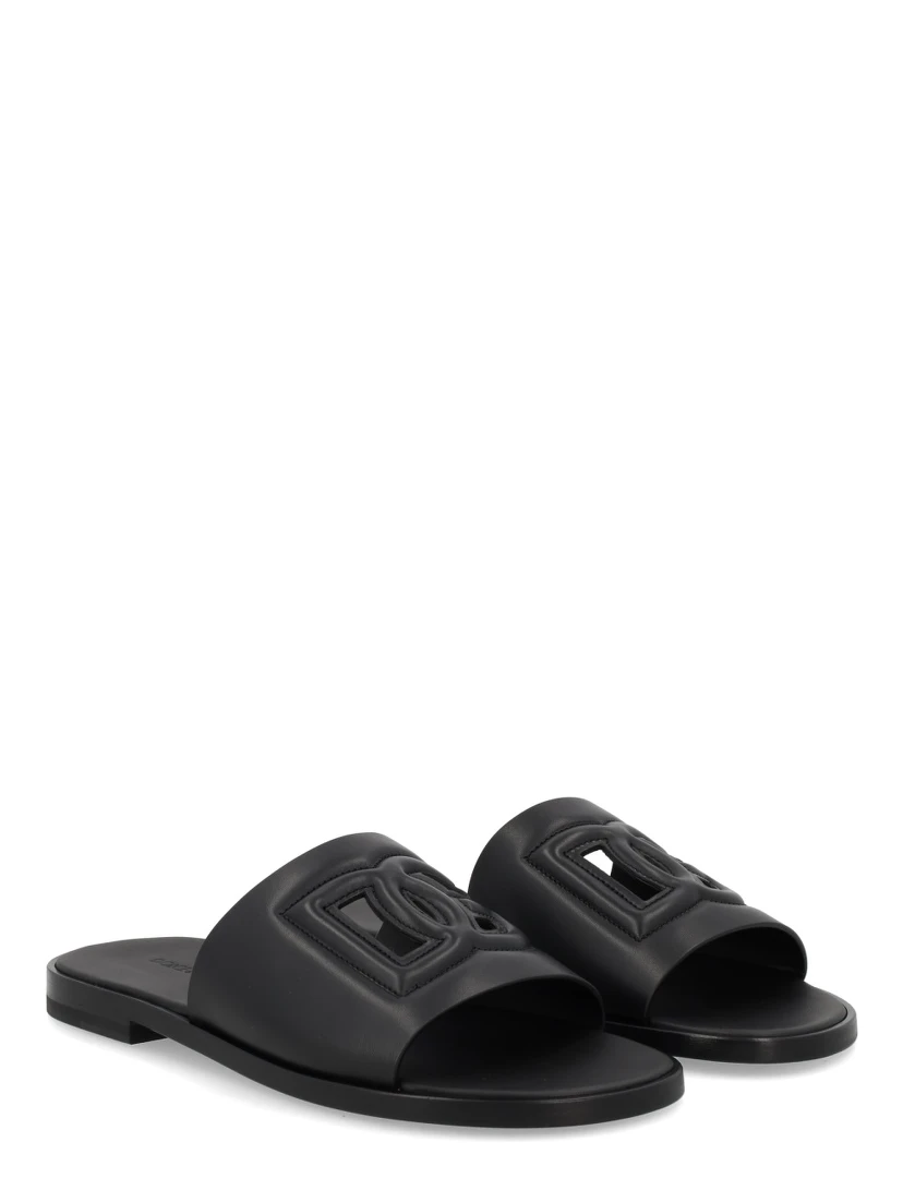LEATHER SLIDE WITH LOGO
