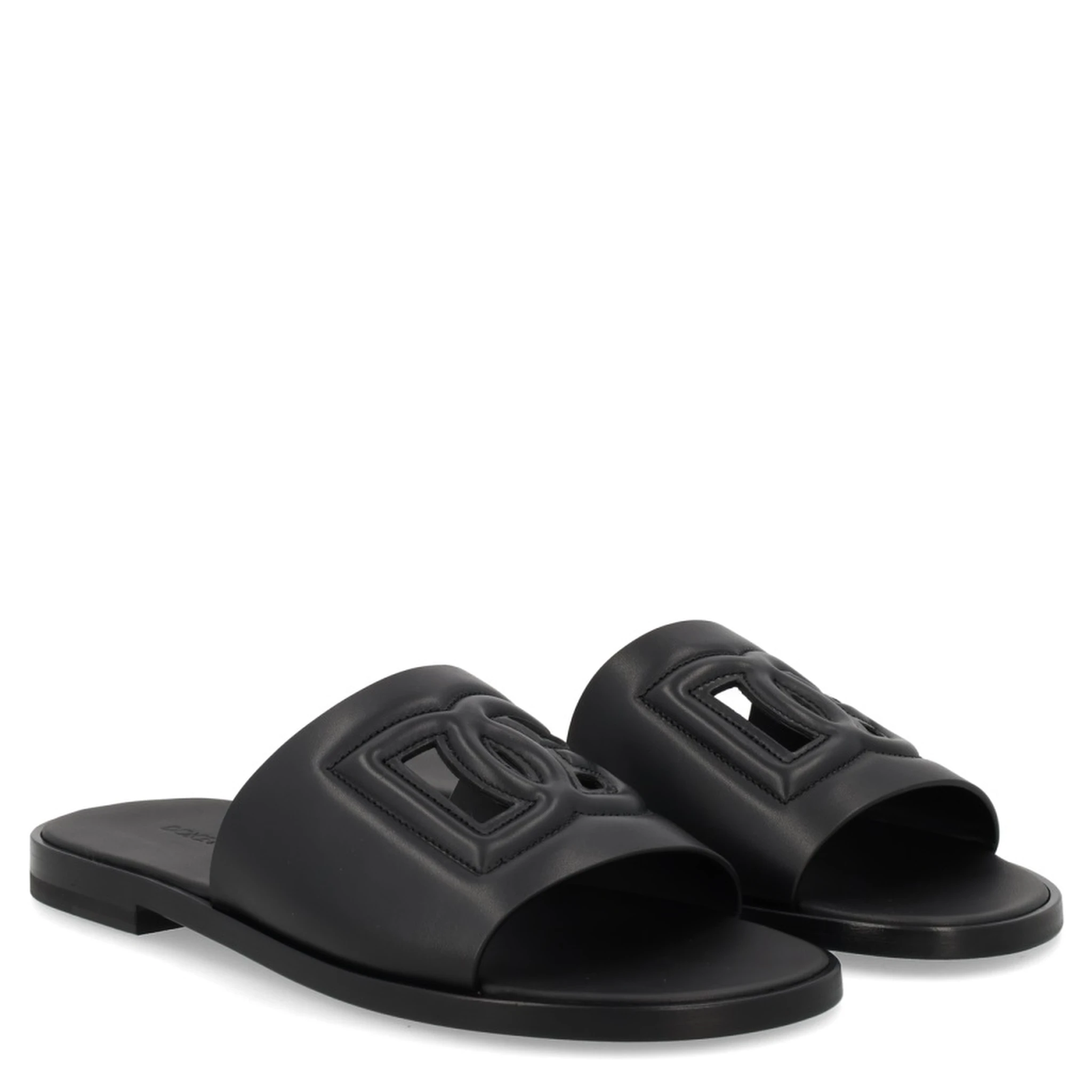LEATHER SLIDE WITH LOGO