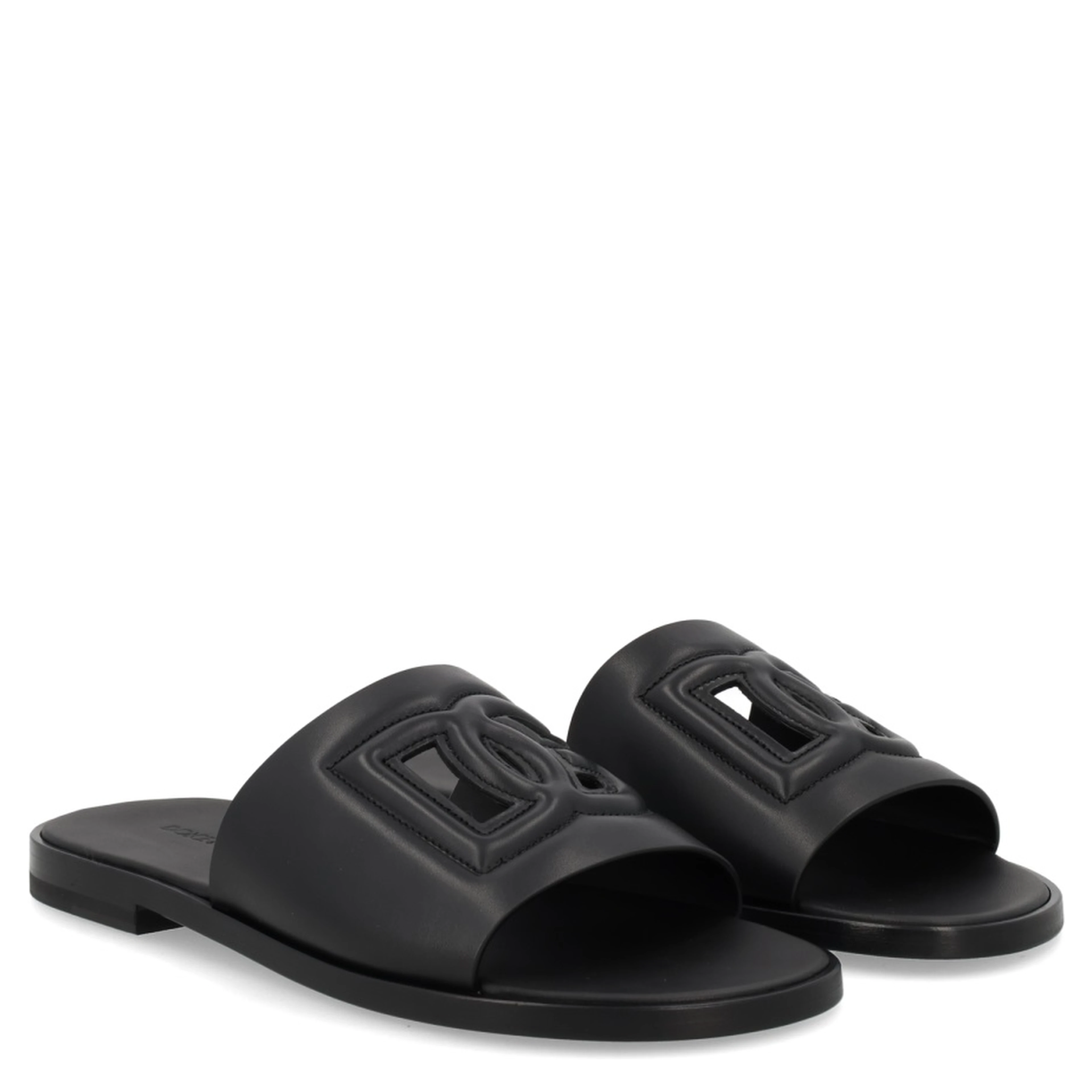 LEATHER SLIDE WITH LOGO