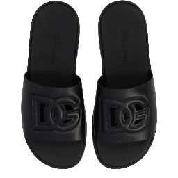 LEATHER SLIDE WITH LOGO