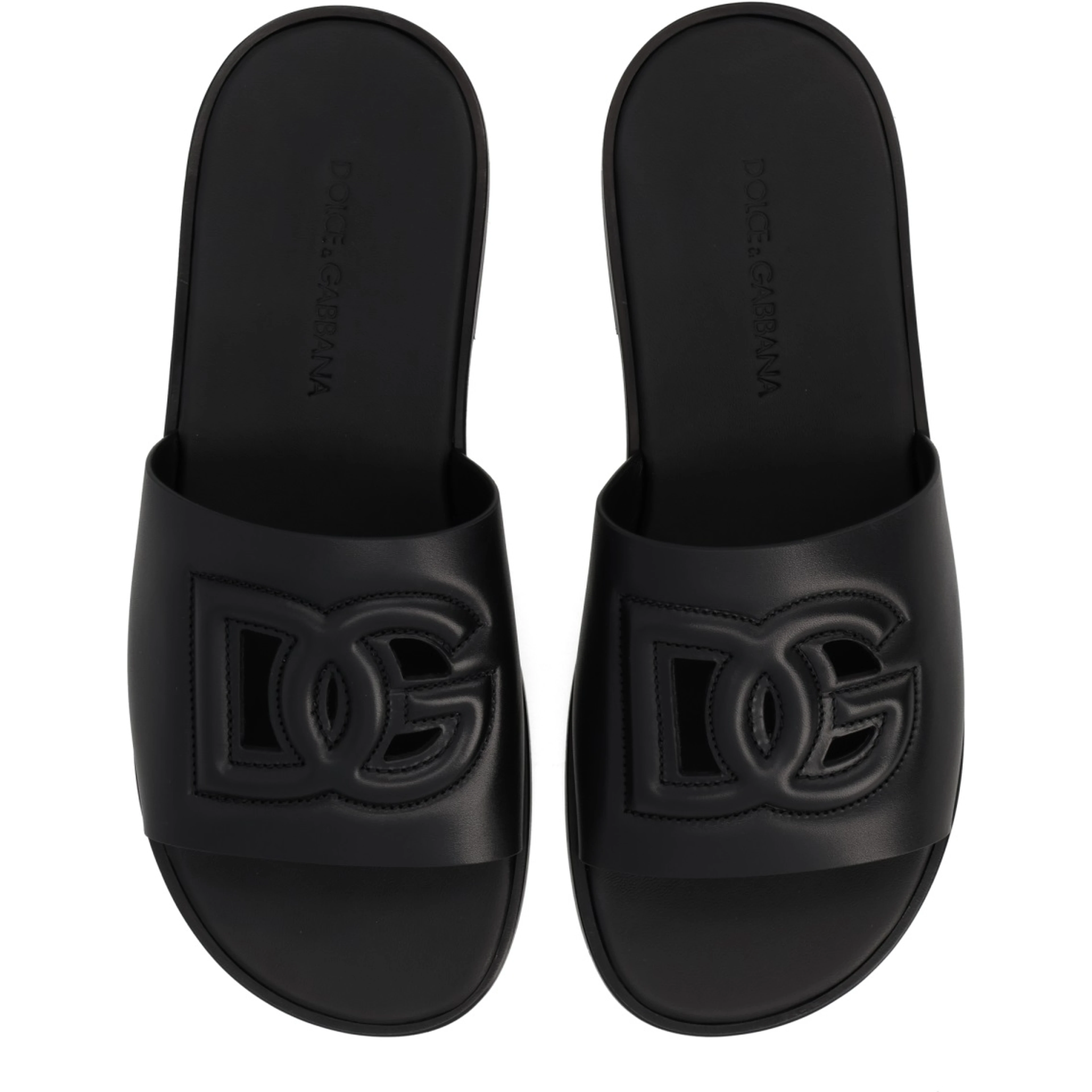 LEATHER SLIDE WITH LOGO
