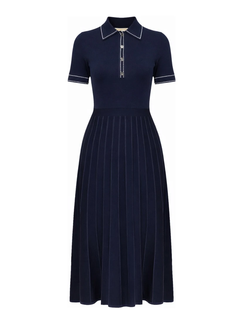 KNITTED POLO SHIRT DRESS