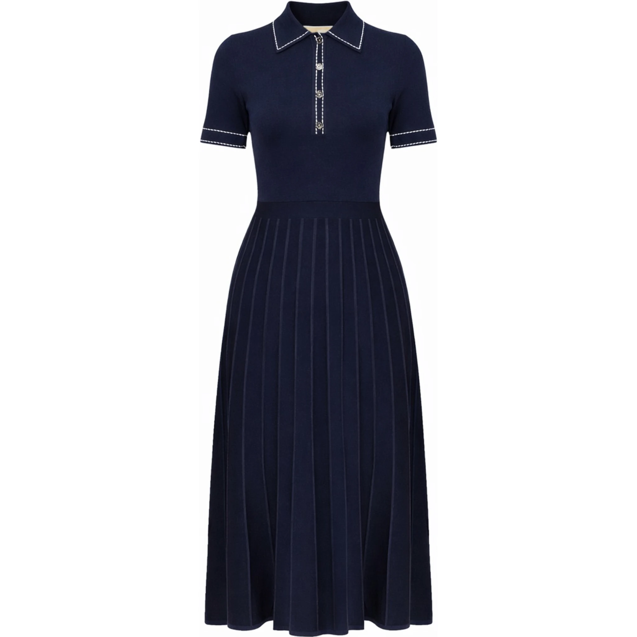 KNITTED POLO SHIRT DRESS