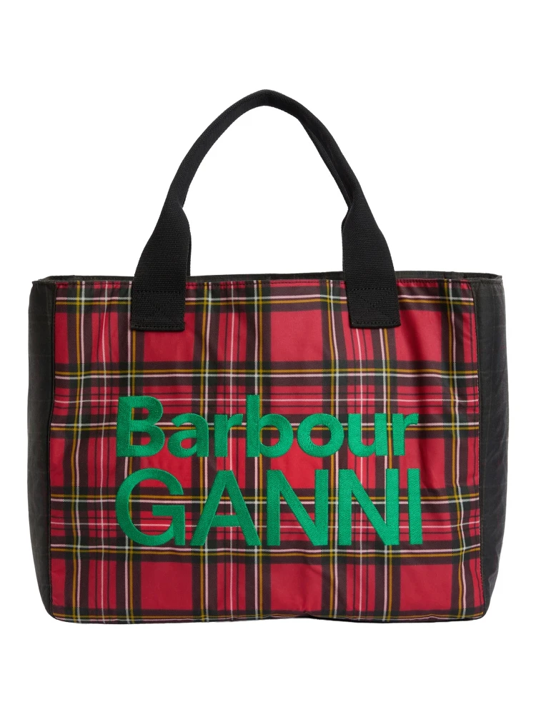 BARBOUR X GANNI WAXED COTTON TOTE BAG