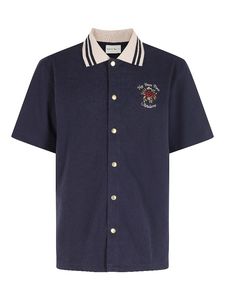 CHEMISE PIQUEE SLOGAN ROSE