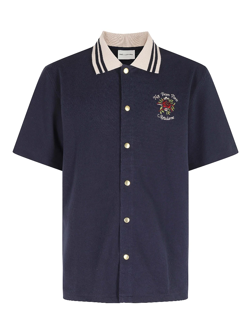CHEMISE PIQUEE SLOGAN ROSE
