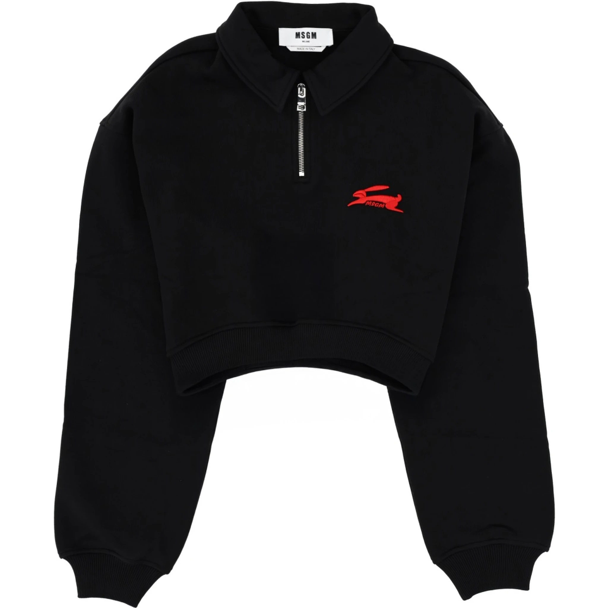 "FOLLOW THE RABBIT" COLLARED SWEATSHIRT