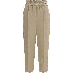 Beige Viscose Casual Pants