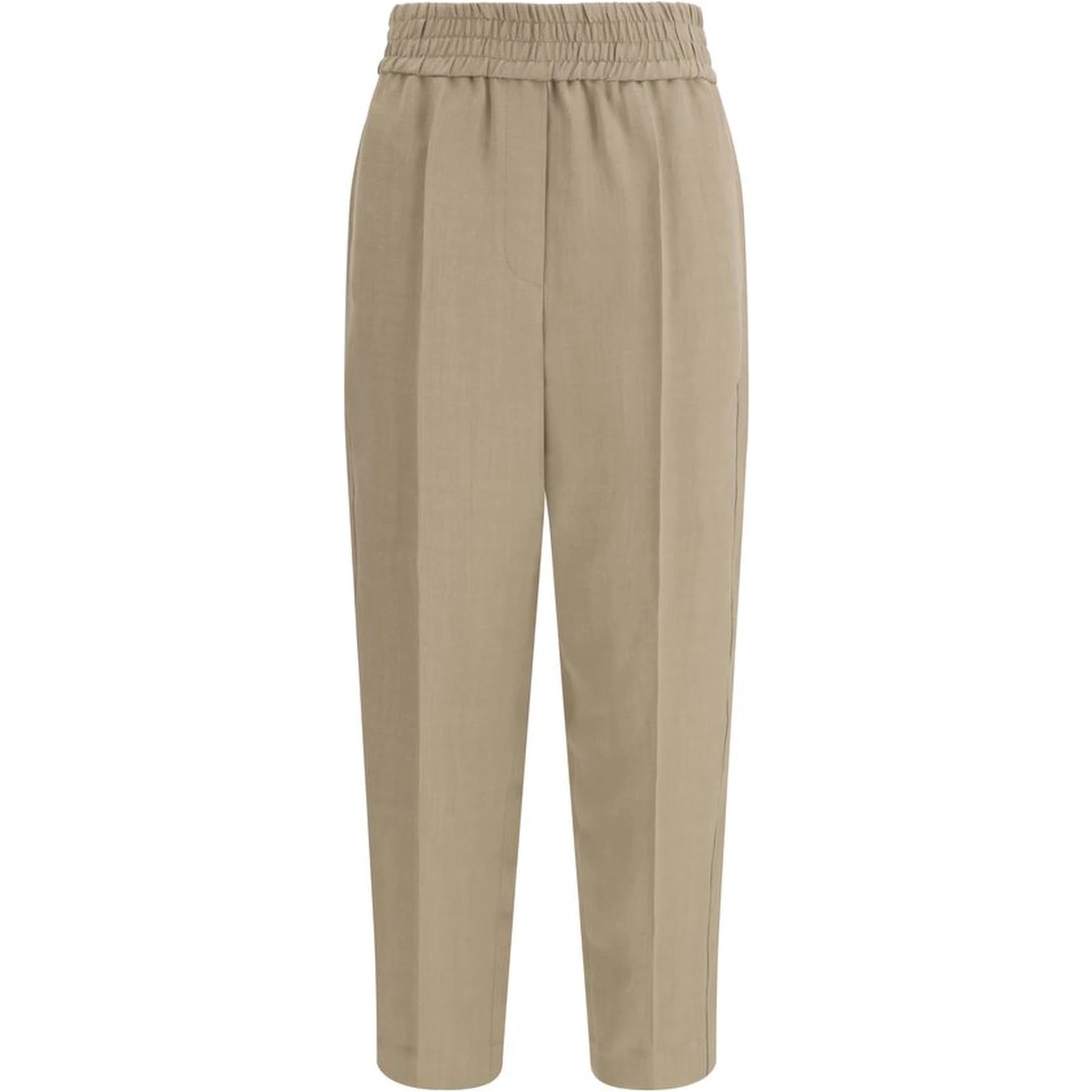 Beige Viscose Casual Pants