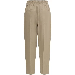 Beige Viscose Casual Pants