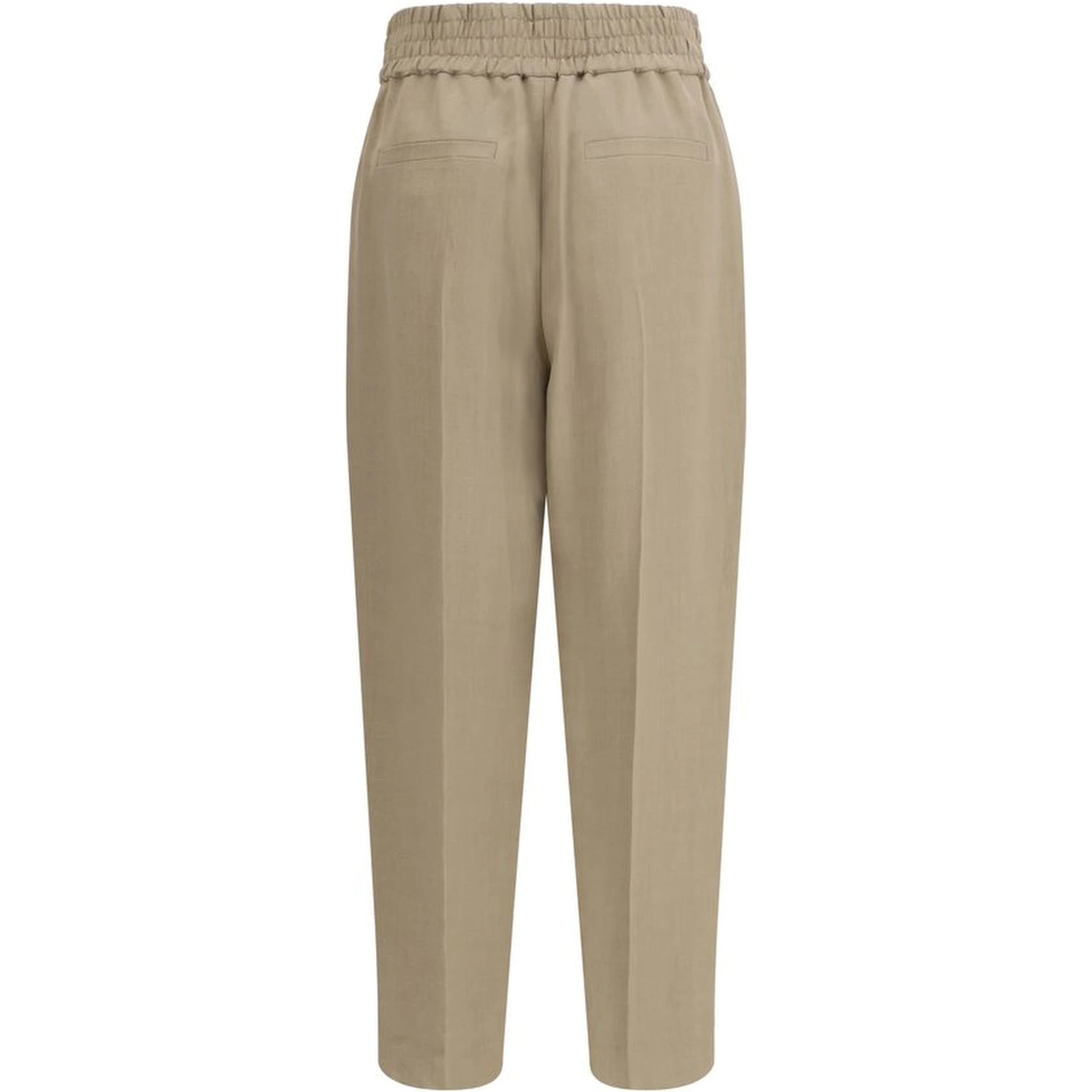 Beige Viscose Casual Pants