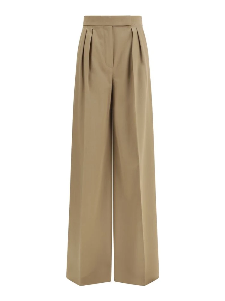 Beige Fleece Wool Casual Pants