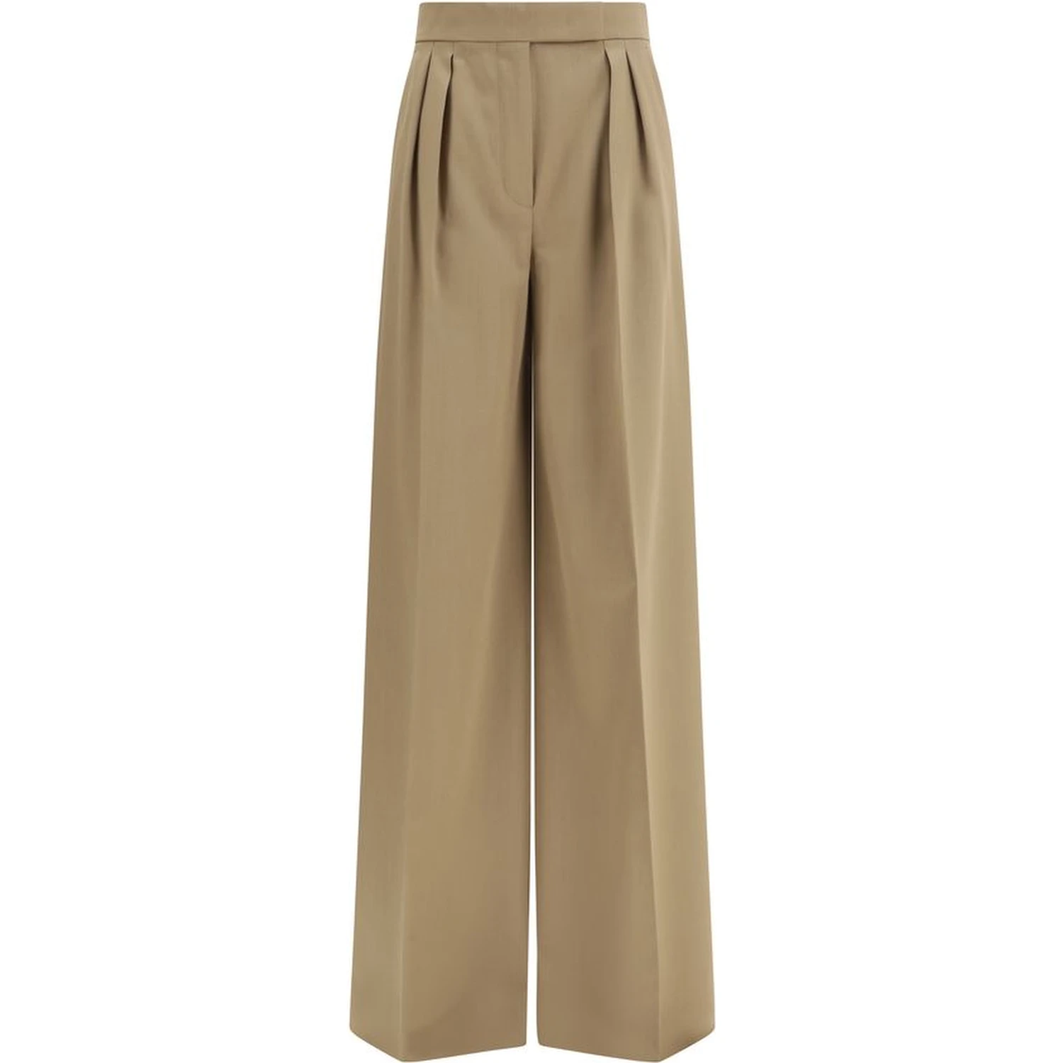 Beige Fleece Wool Casual Pants