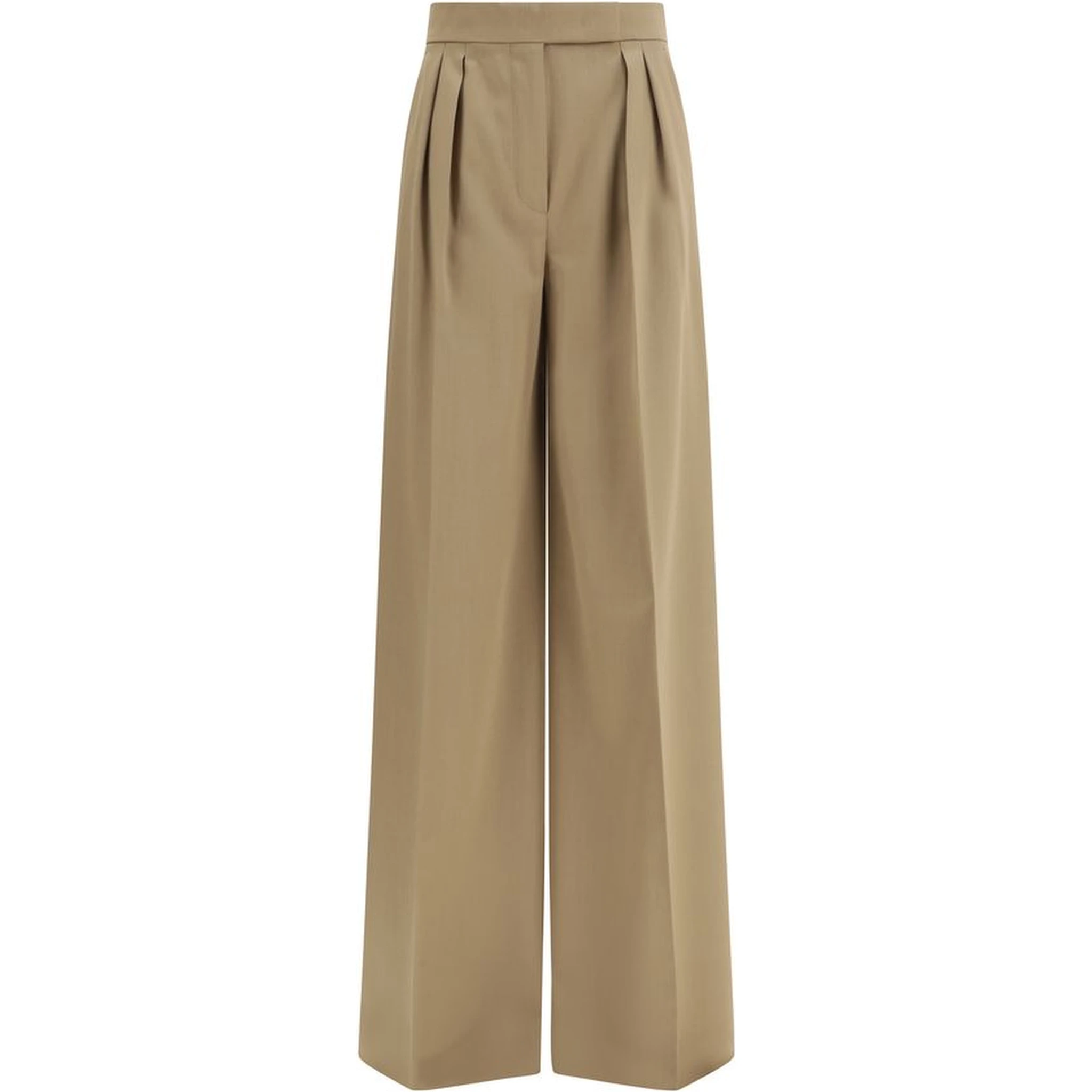 Beige Fleece Wool Casual Pants