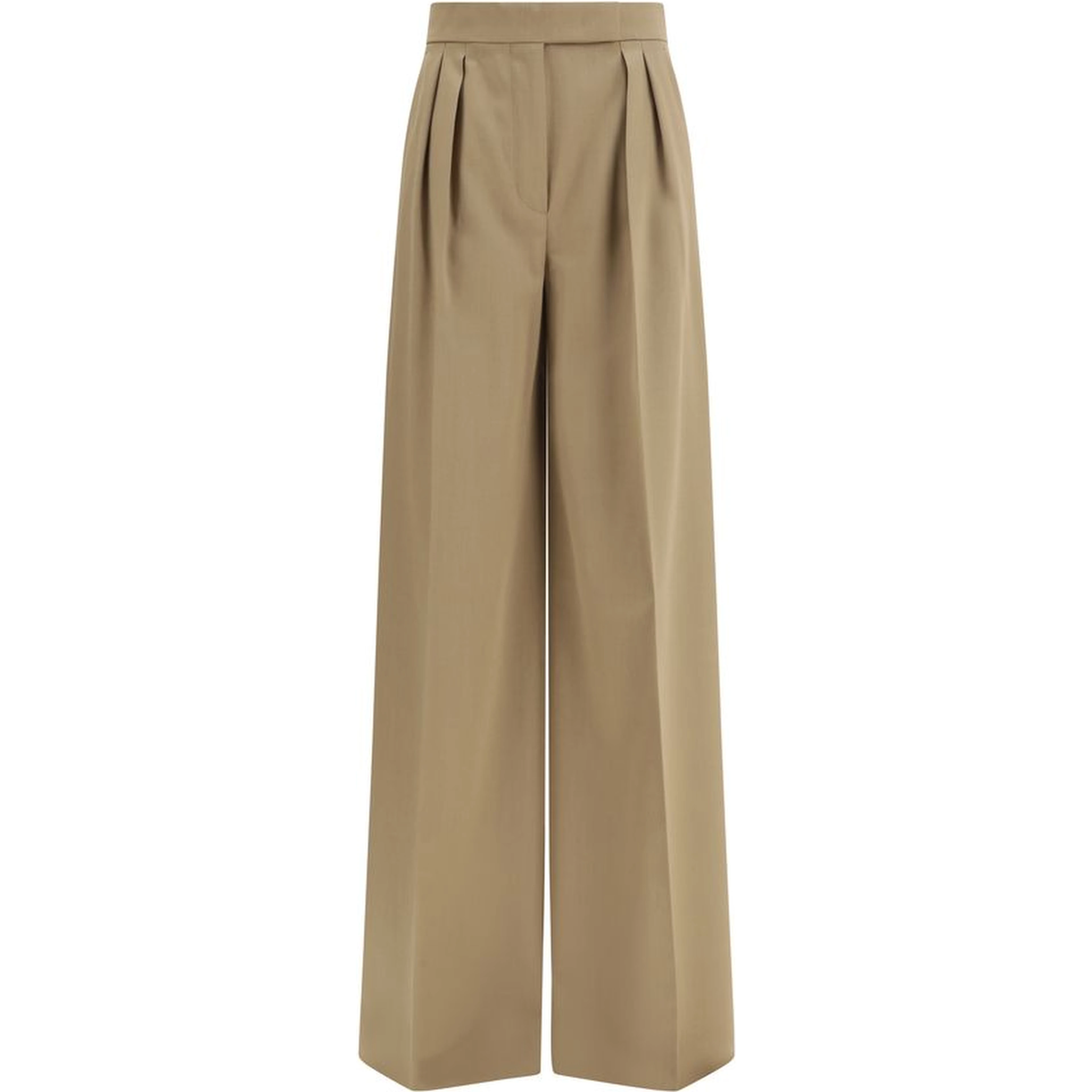 Beige Fleece Wool Casual Pants