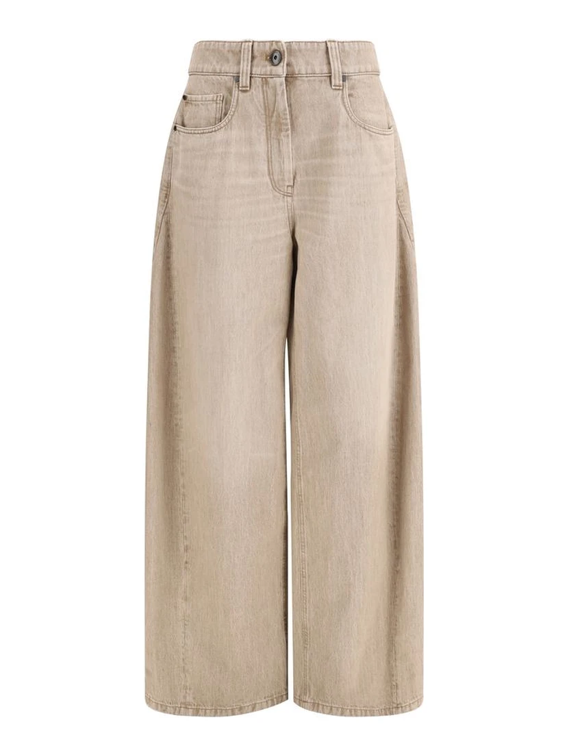 Beige Cotton Jeans Denim