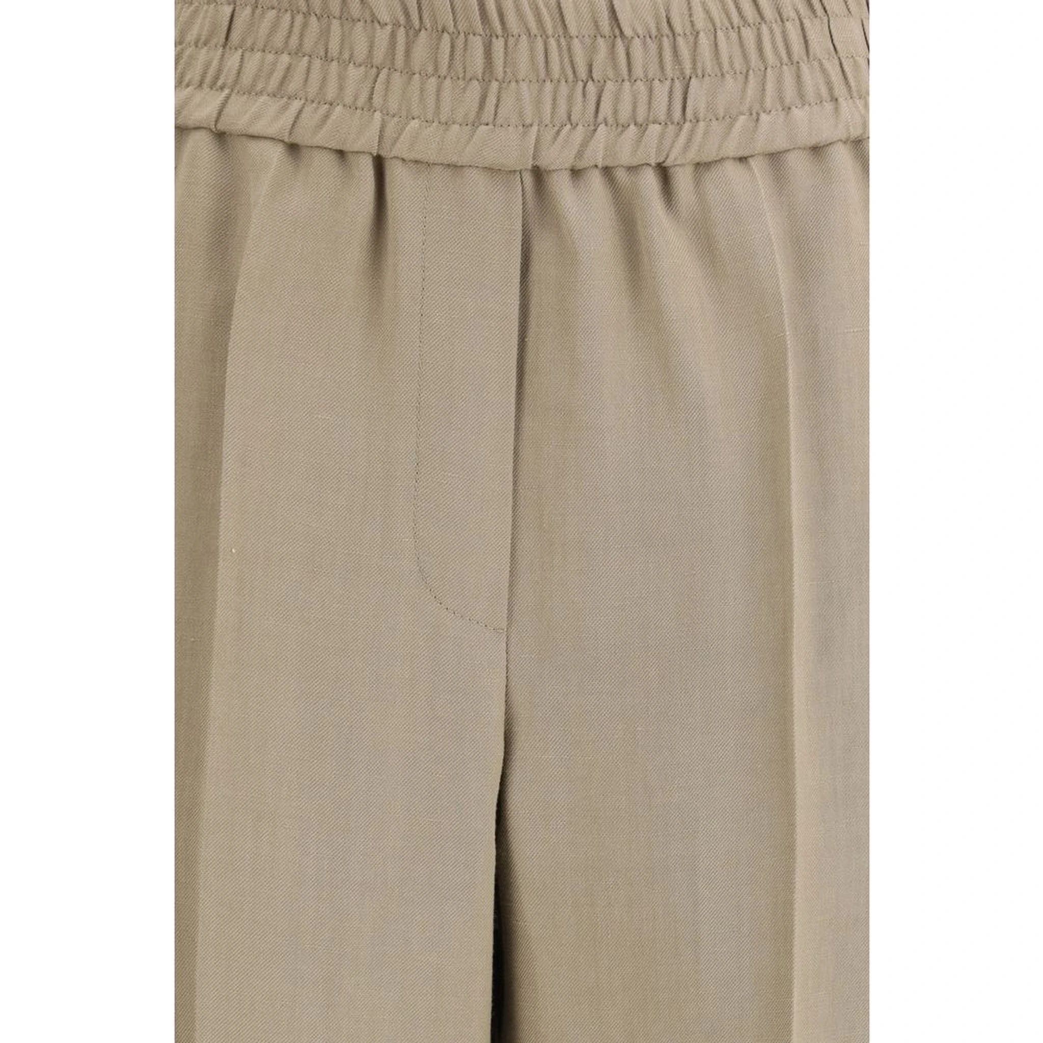 Beige Viscose Casual Pants