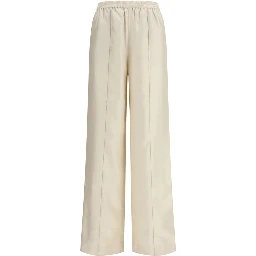 Beige Silk Casual Pants