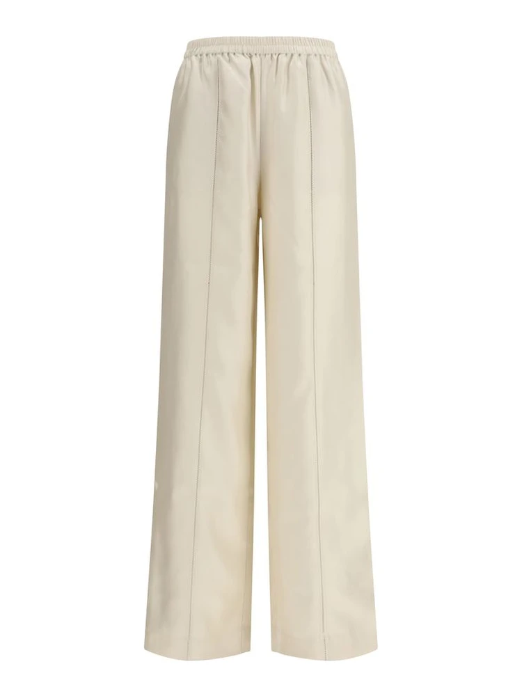 Beige Silk Casual Pants