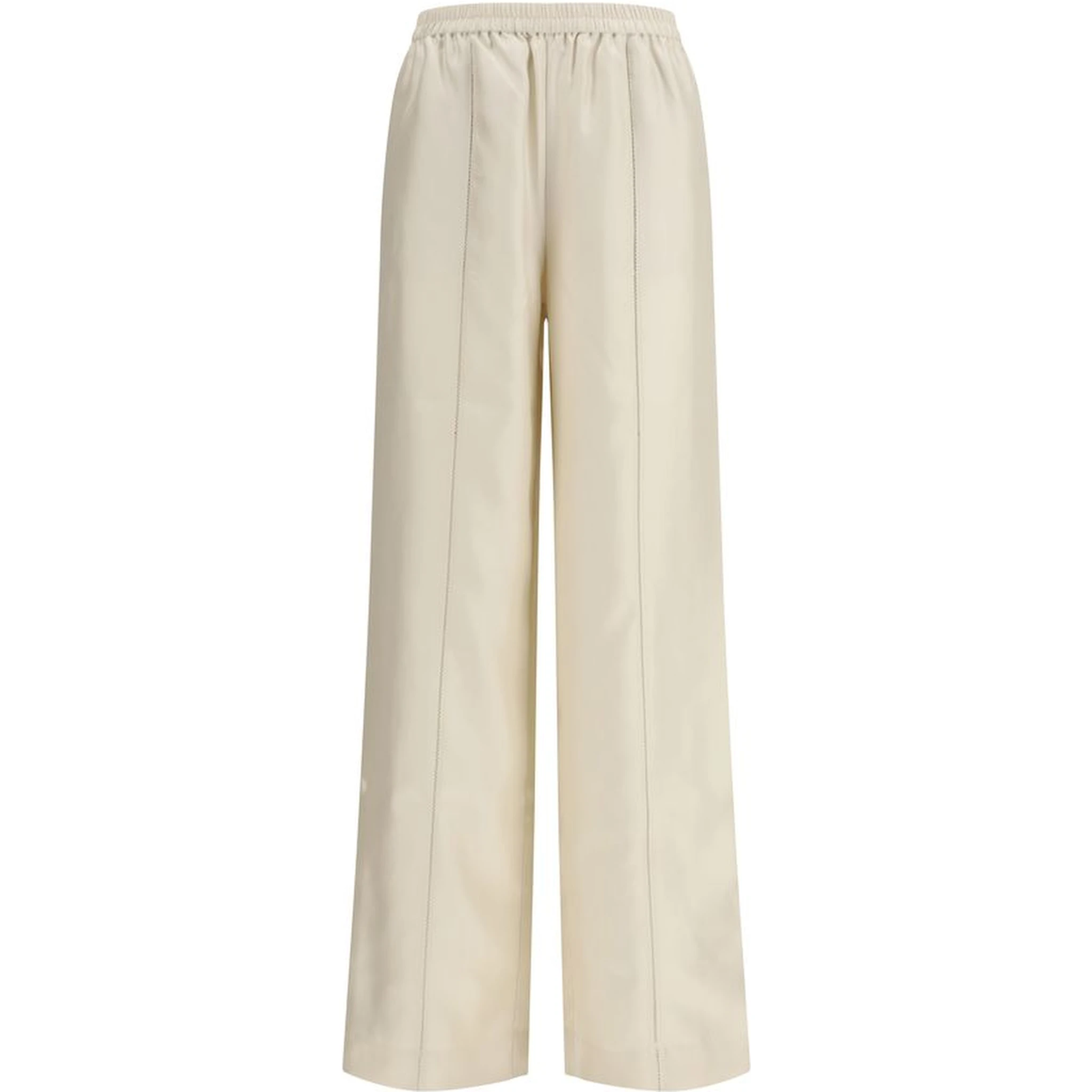 Beige Silk Casual Pants